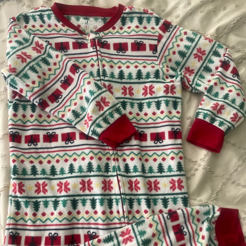 Children’s one-piece Christmas pajamas.